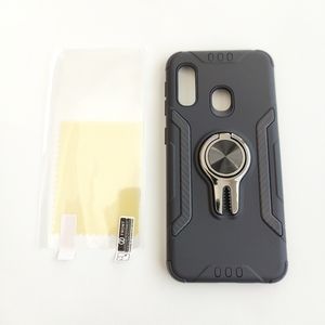 Samsung Galaxy A20E Black Hard shell Phone case cover w/ Ring Kickstand Screen